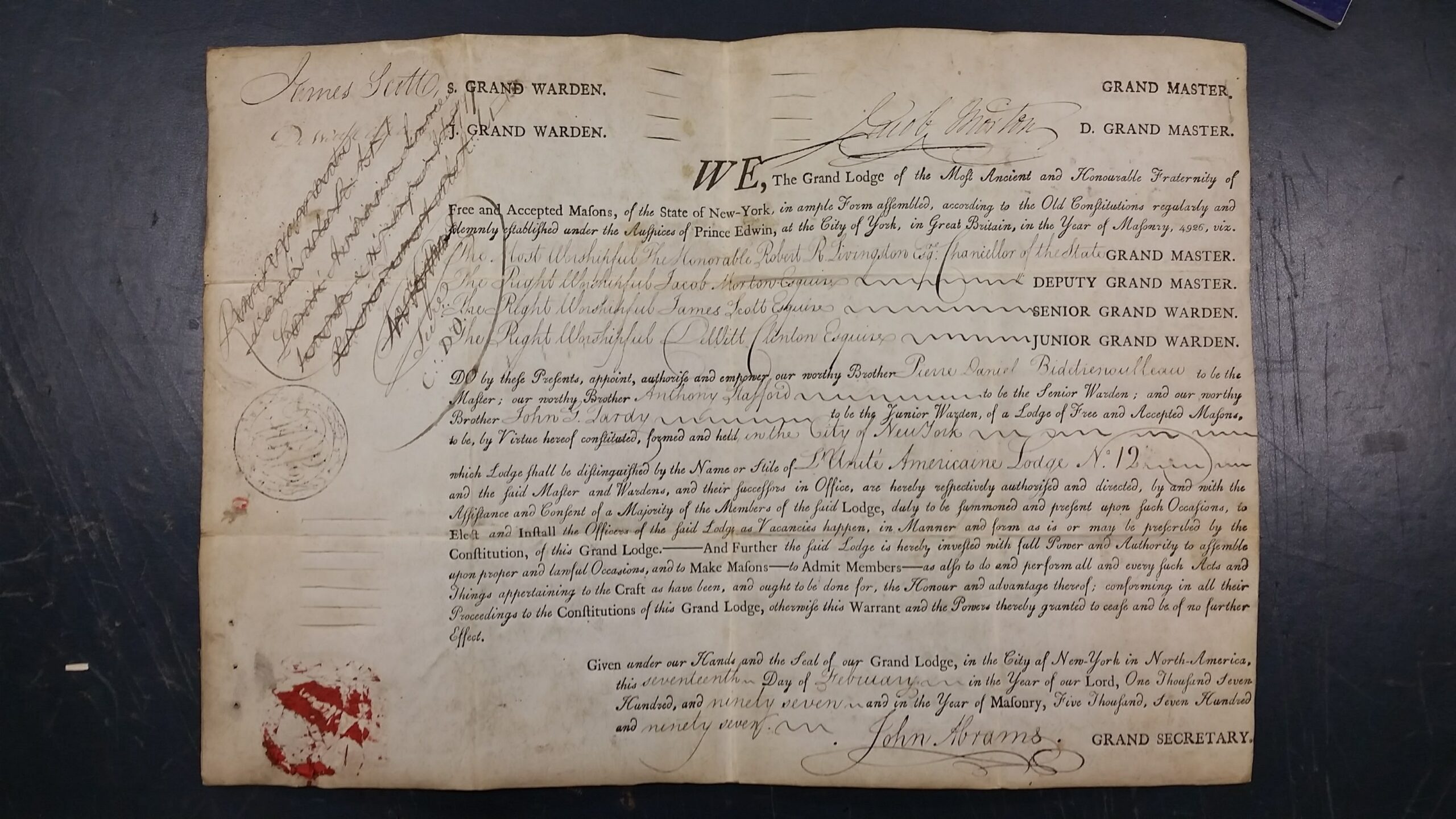 Warrant for Official Creation of Lodge